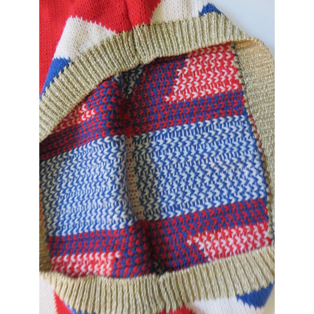 Topshop Union Jack Flag Sweater Gold Metallic Trim Red White Blue Size M NEW - Picture 13 of 15